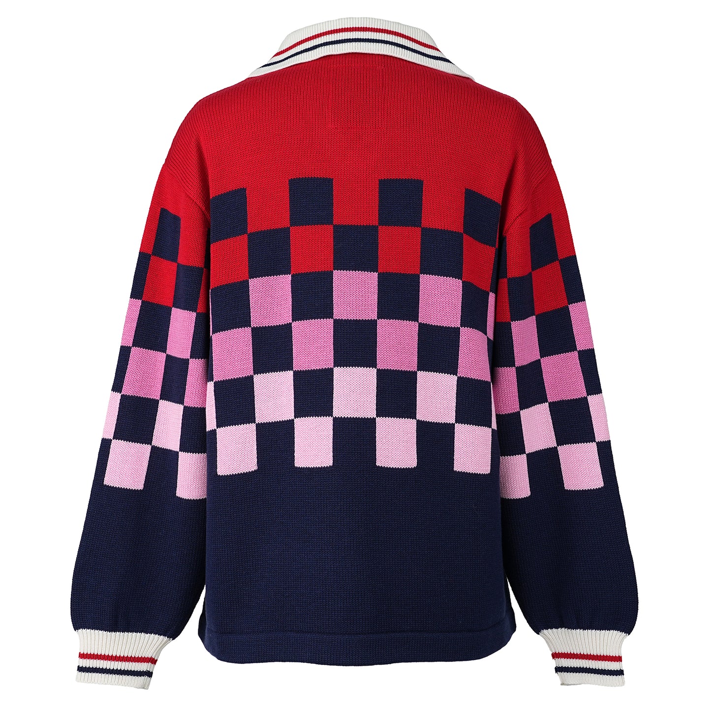 KNITTING CHECKRD SOCCER JERSEY / NAVY