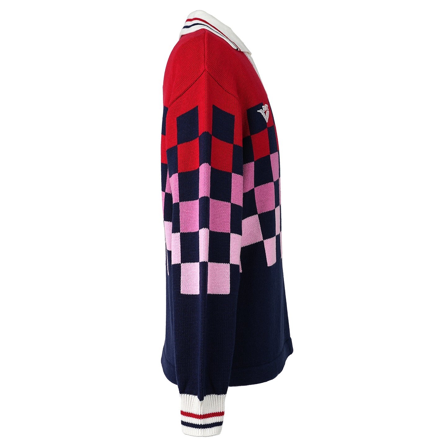 KNITTING CHECKRD SOCCER JERSEY / NAVY