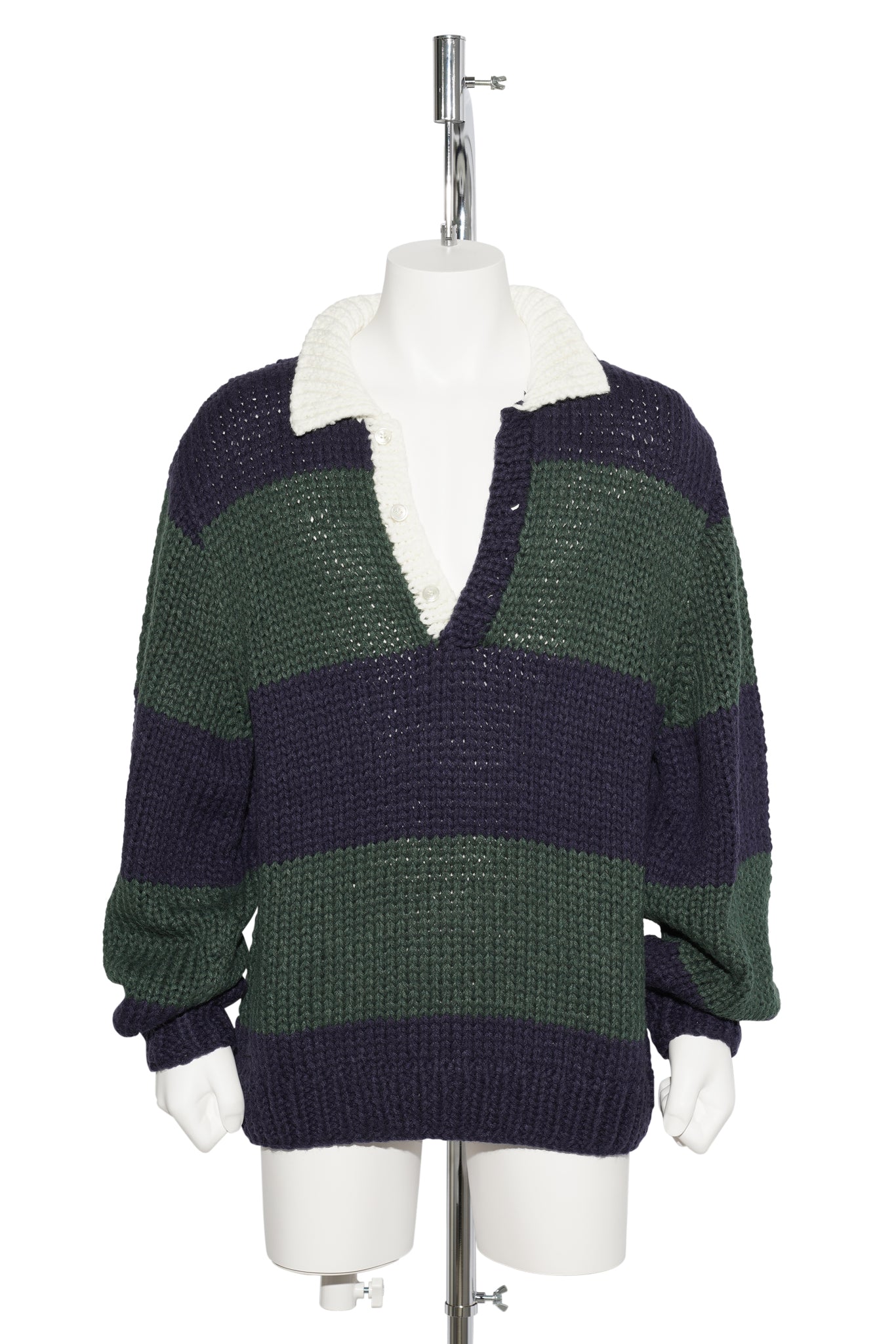 HAND KNITTING RUGBY SHIRT / NAVY