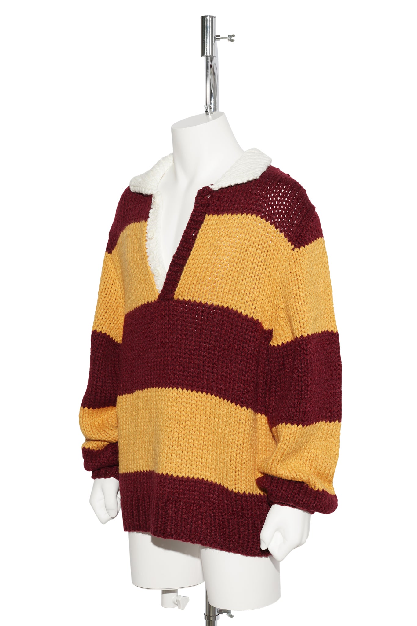 HAND KNITTING RUGBY SHIRT / WINE RED