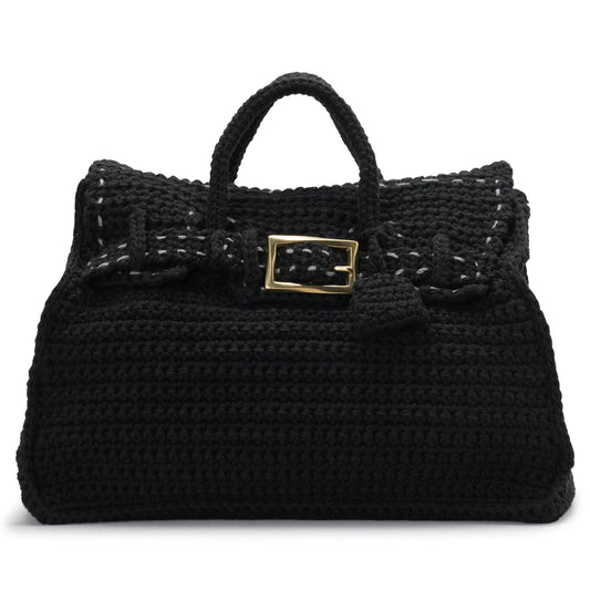 HAND KNITTED JANE BAG / BLACK
