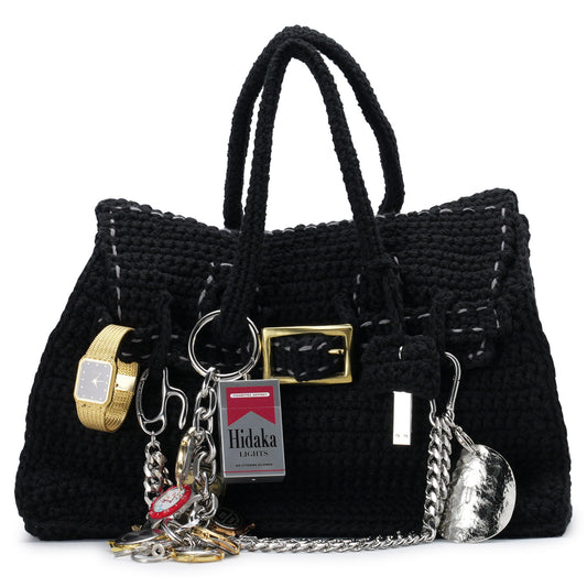 HAND KNITTED JANE BAG(GR8 x HIDAKA x RICE NINE TEN Exclusive No,1) / BLACK