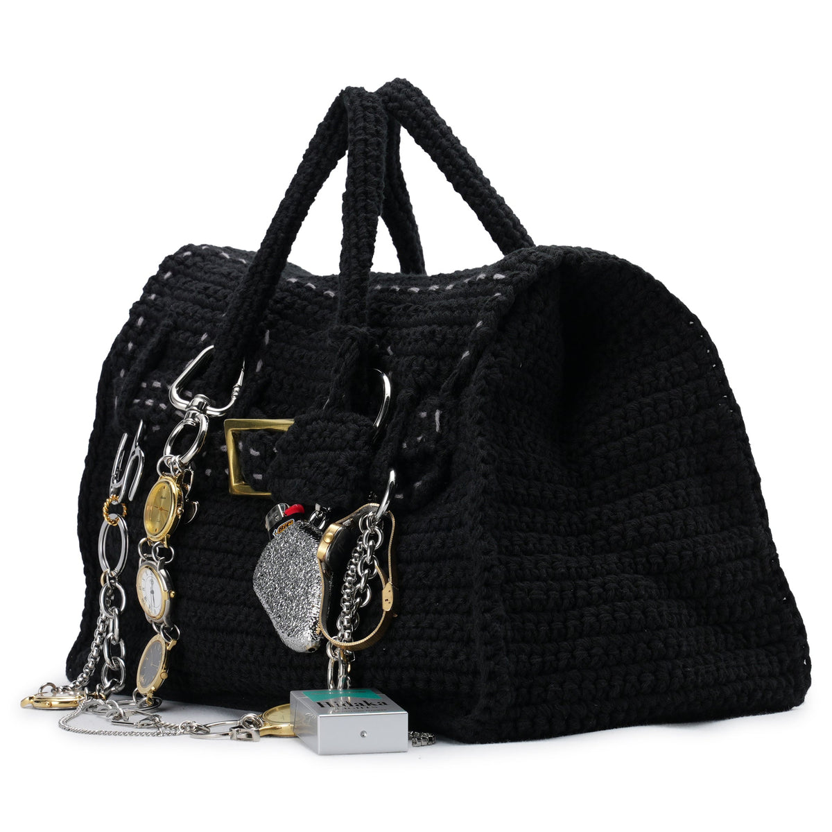 HAND KNITTED JANE BAG(GR8 x HIDAKA x RICE NINE TEN Exclusive No,2) / BLACK