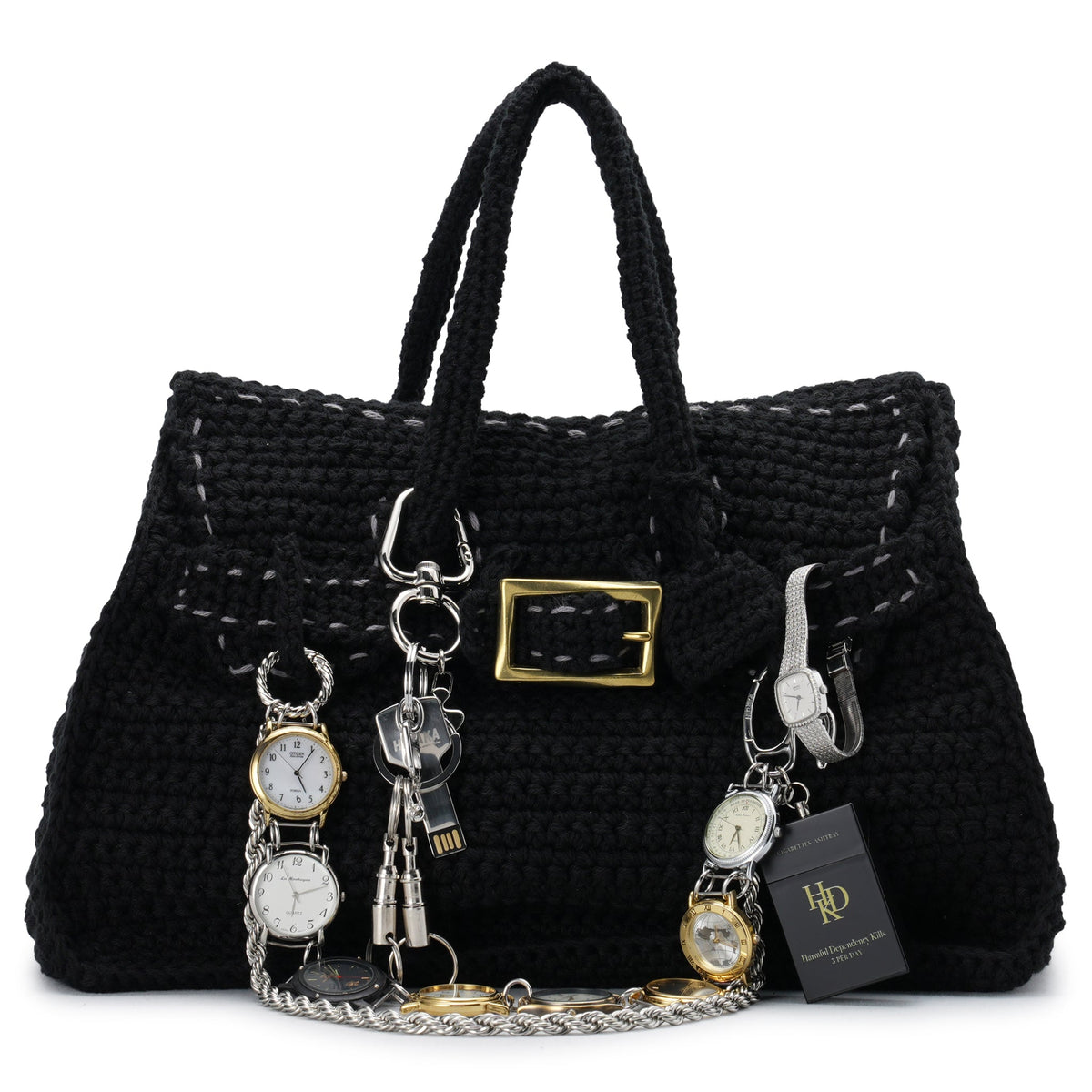 HAND KNITTED JANE BAG(GR8 x HIDAKA x RICE NINE TEN Exclusive No,3) / BLACK