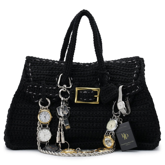 HAND KNITTED JANE BAG(GR8 x HIDAKA x RICE NINE TEN Exclusive No,3) / BLACK