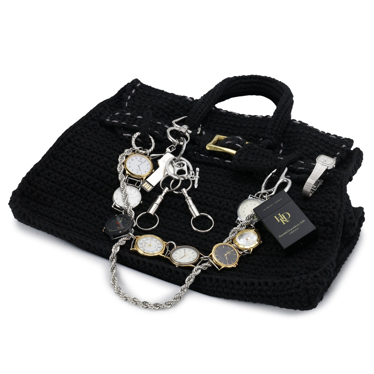 HAND KNITTED JANE BAG(GR8 x HIDAKA x RICE NINE TEN Exclusive No,3) / BLACK