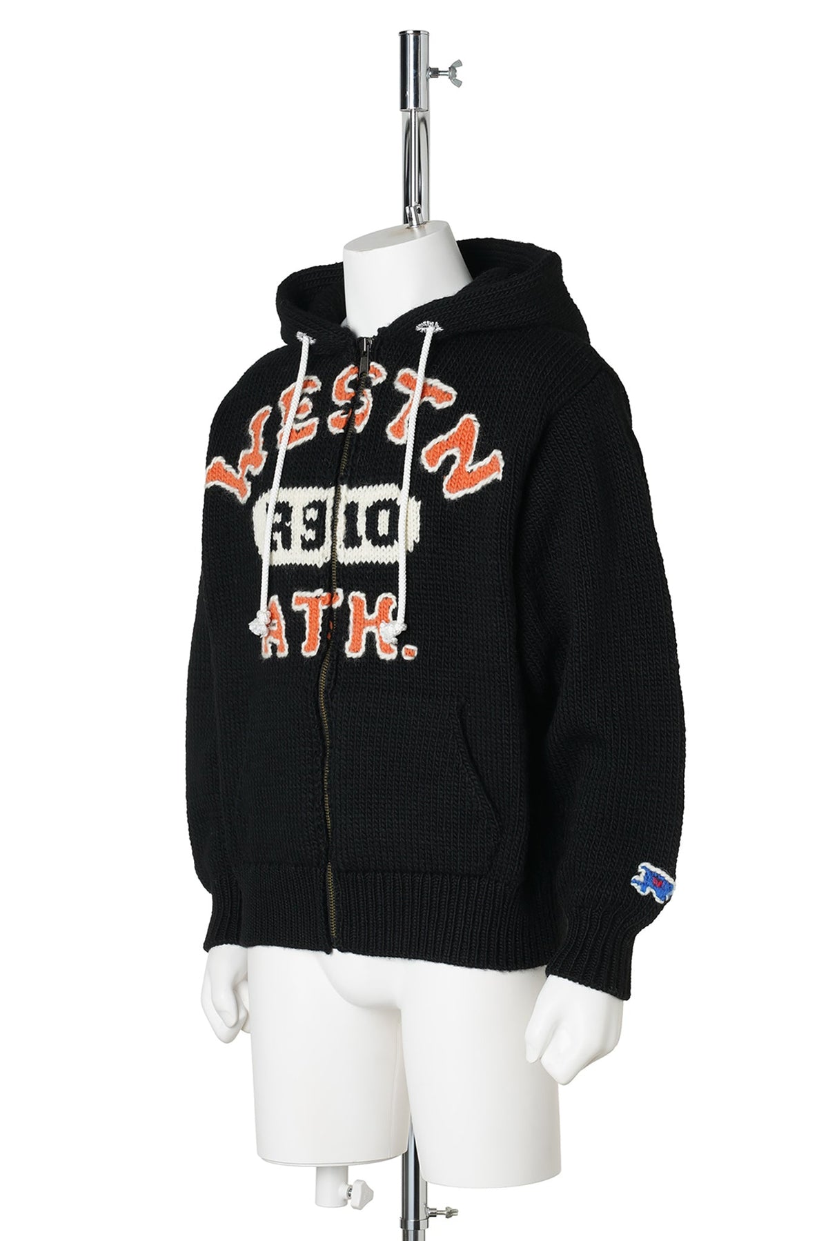 HOME MADE KNITTING ZIP HOODIE / BLACK