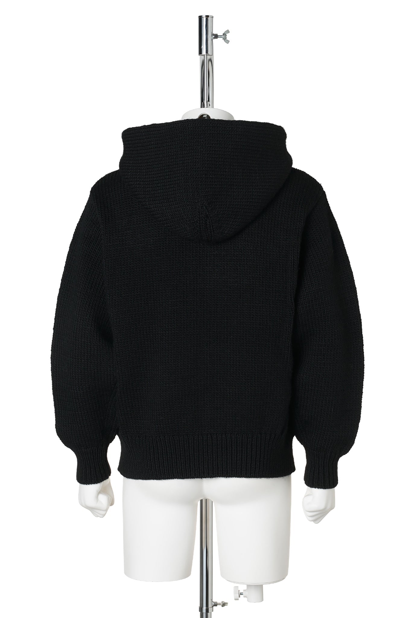 HOME MADE KNITTING ZIP HOODIE / BLACK
