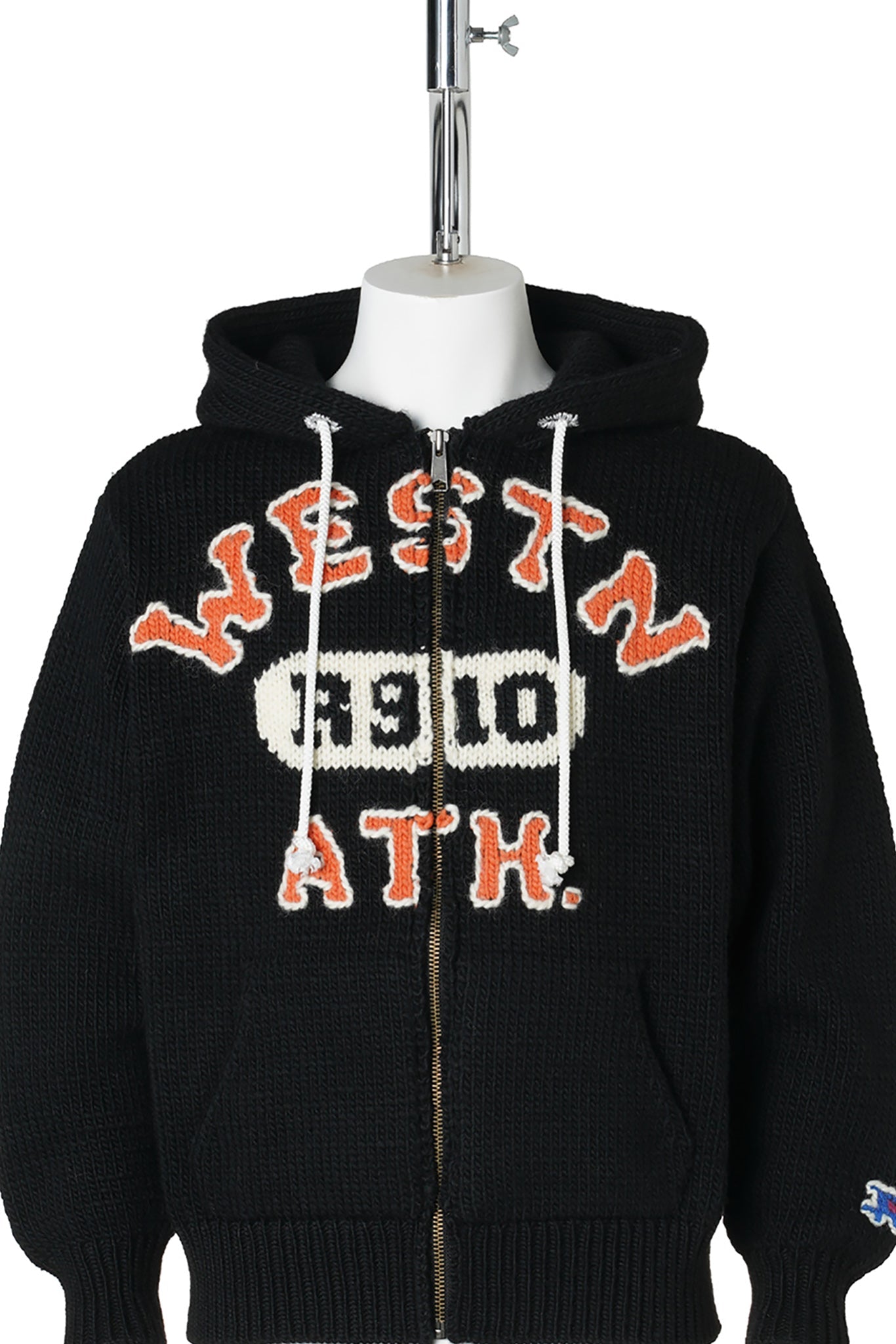 HOME MADE KNITTING ZIP HOODIE / BLACK