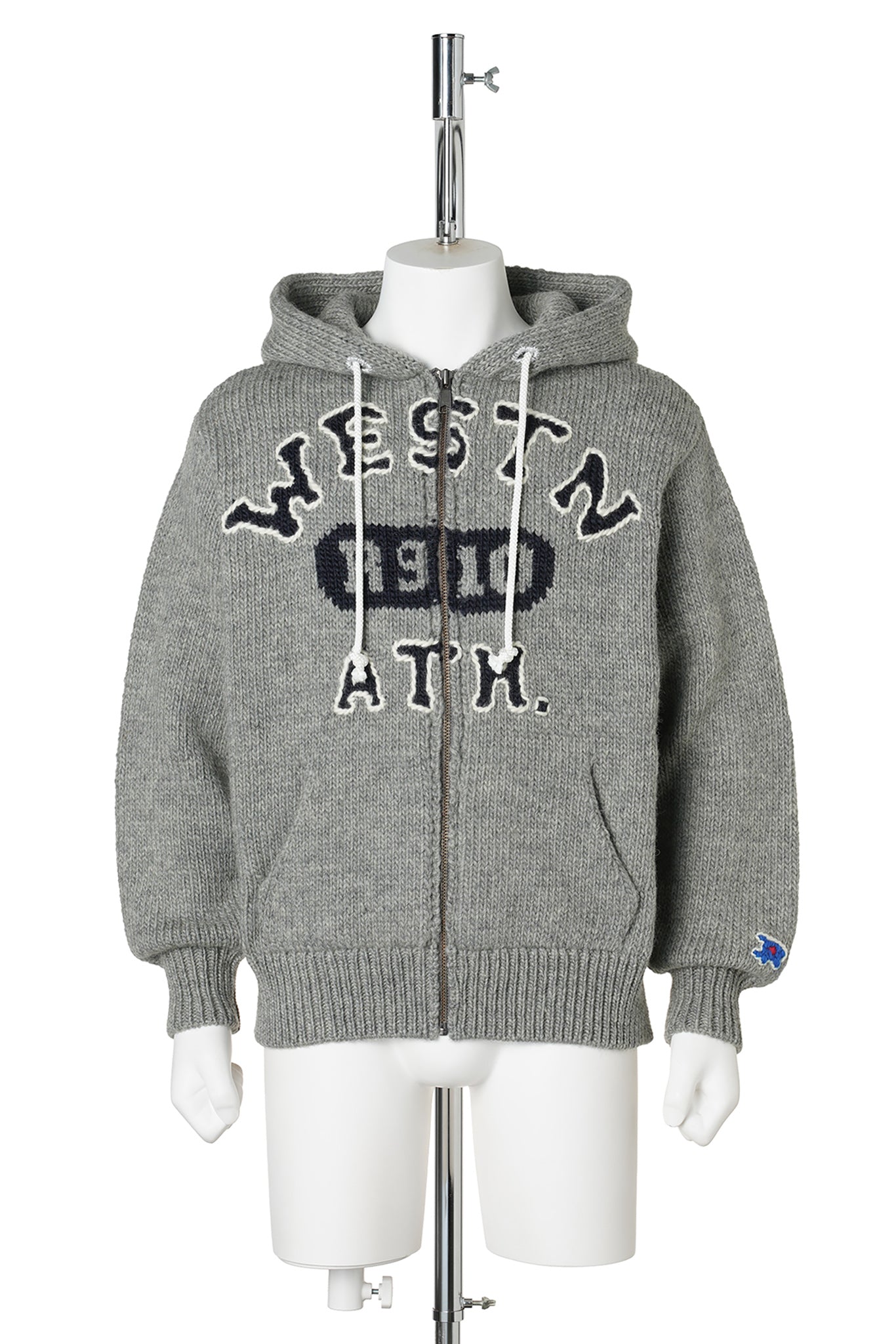 HOME MADE KNITTING ZIP HOODIE / GRAY