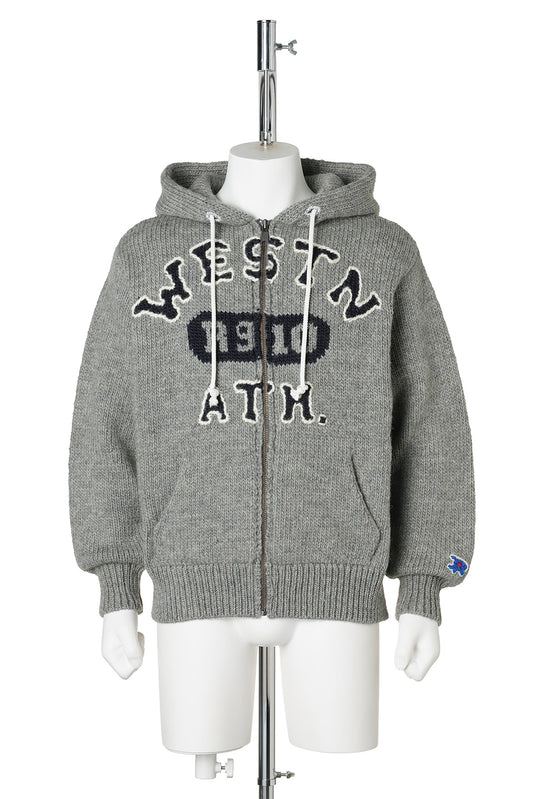 HOME MADE KNITTING ZIP HOODIE / GRAY