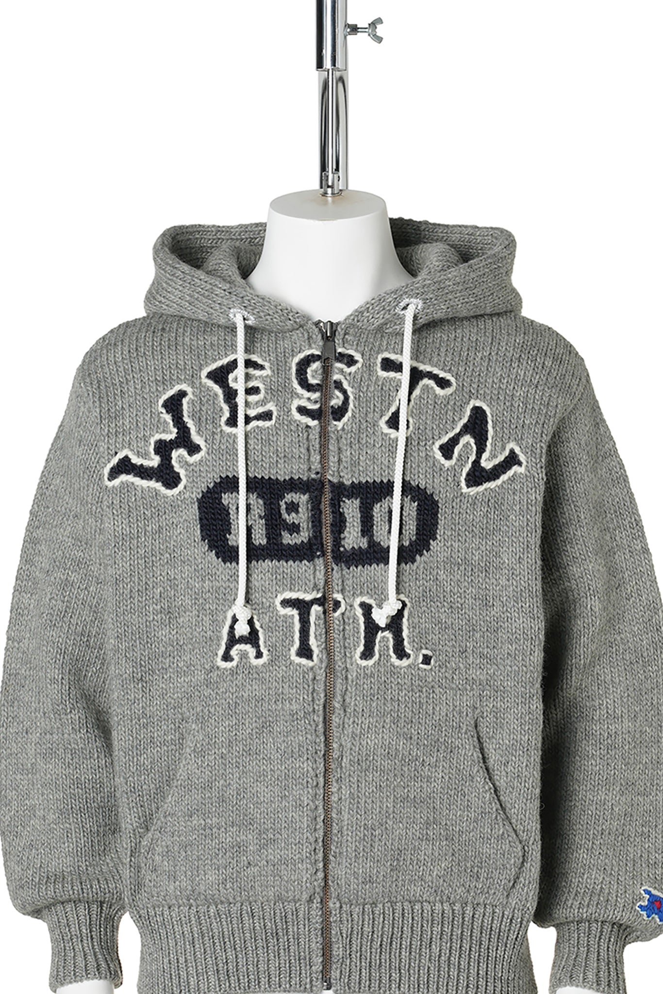 HOME MADE KNITTING ZIP HOODIE / GRAY