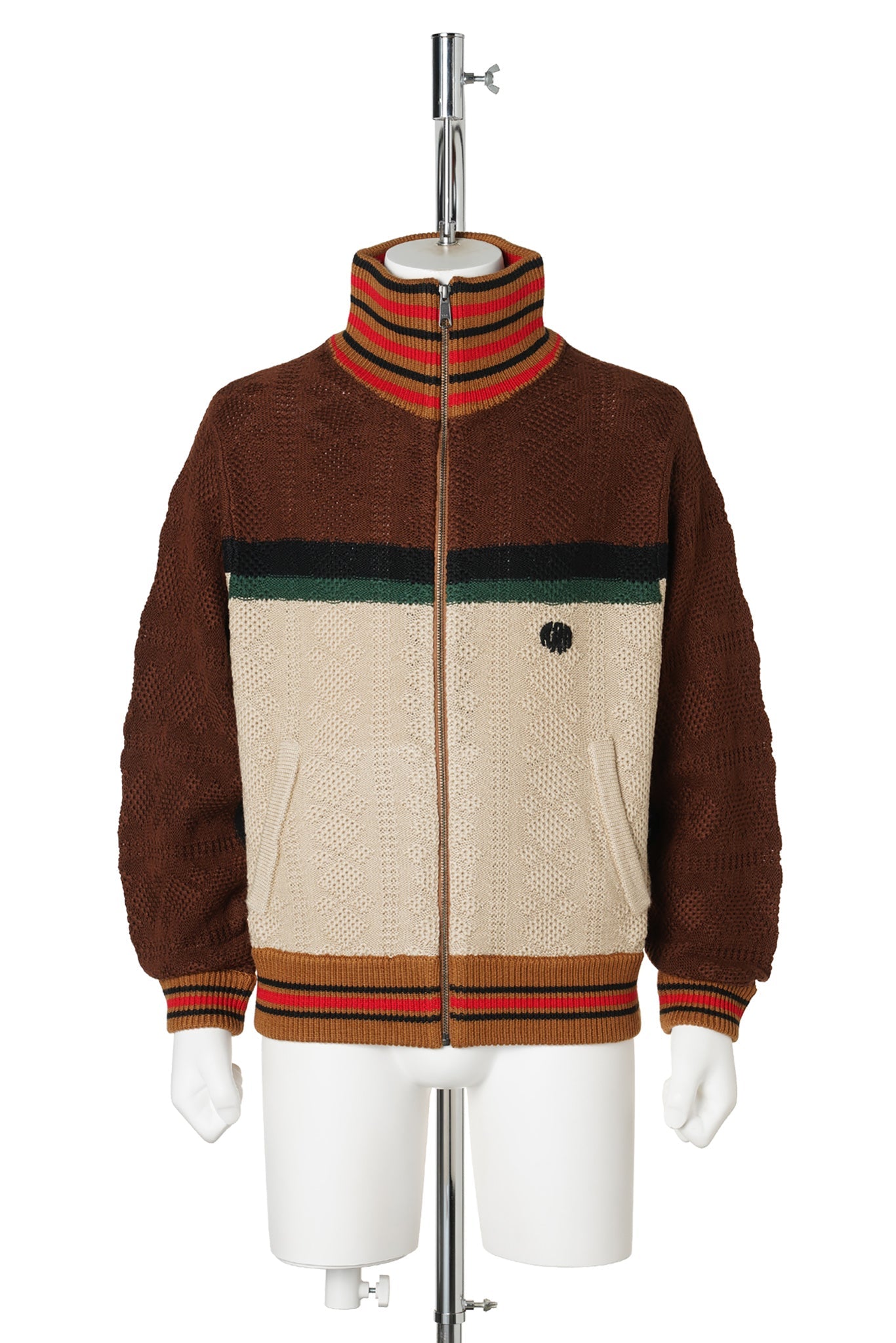 MULTICOLOR KNITTED TRACK JACKET / BROWN