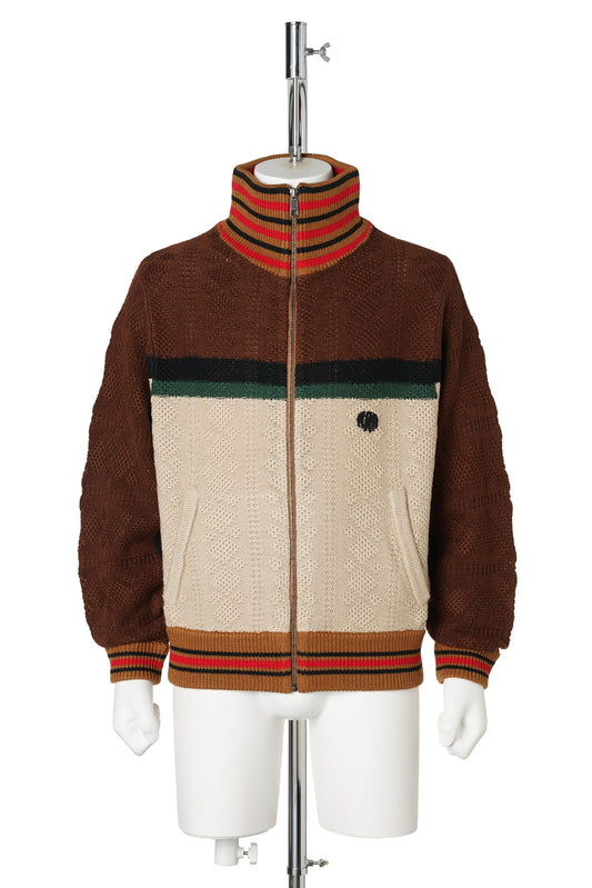 MULTICOLOR KNITTED TRACK JACKET / BROWN