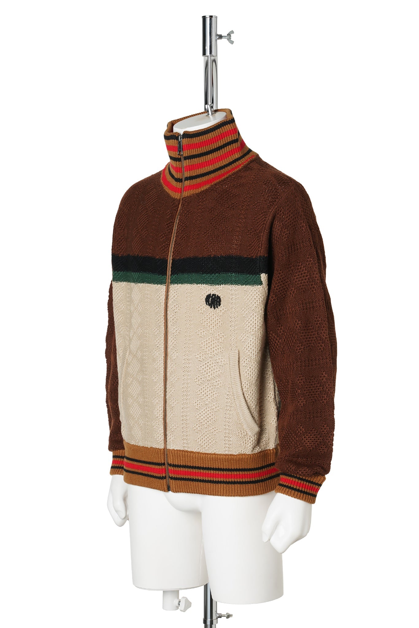 MULTICOLOR KNITTED TRACK JACKET / BROWN