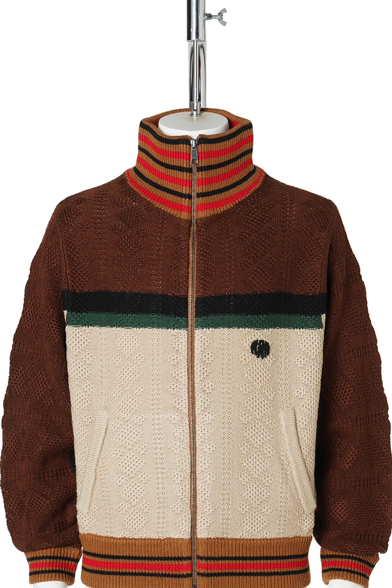 MULTICOLOR KNITTED TRACK JACKET / BROWN