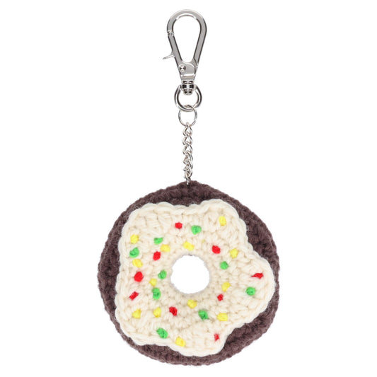 HAND KNITTING DONUT KEY RING / WHITE