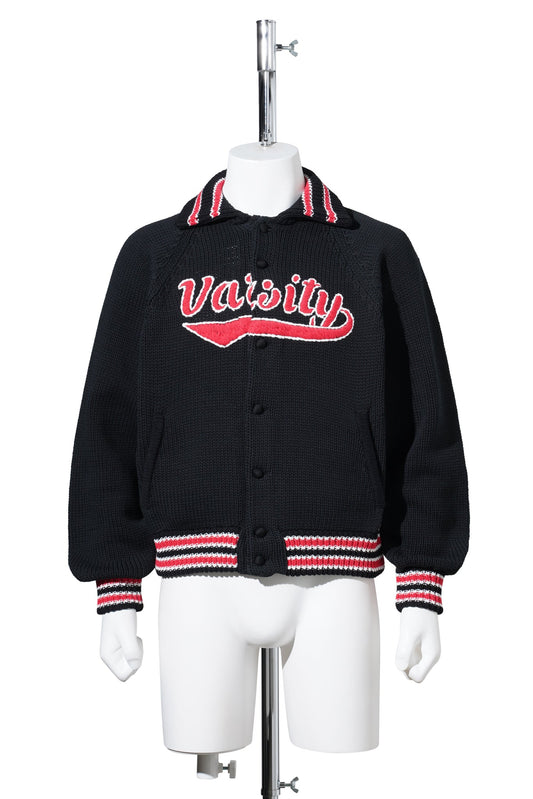KNITTED VARSITY JACKET / BLACK