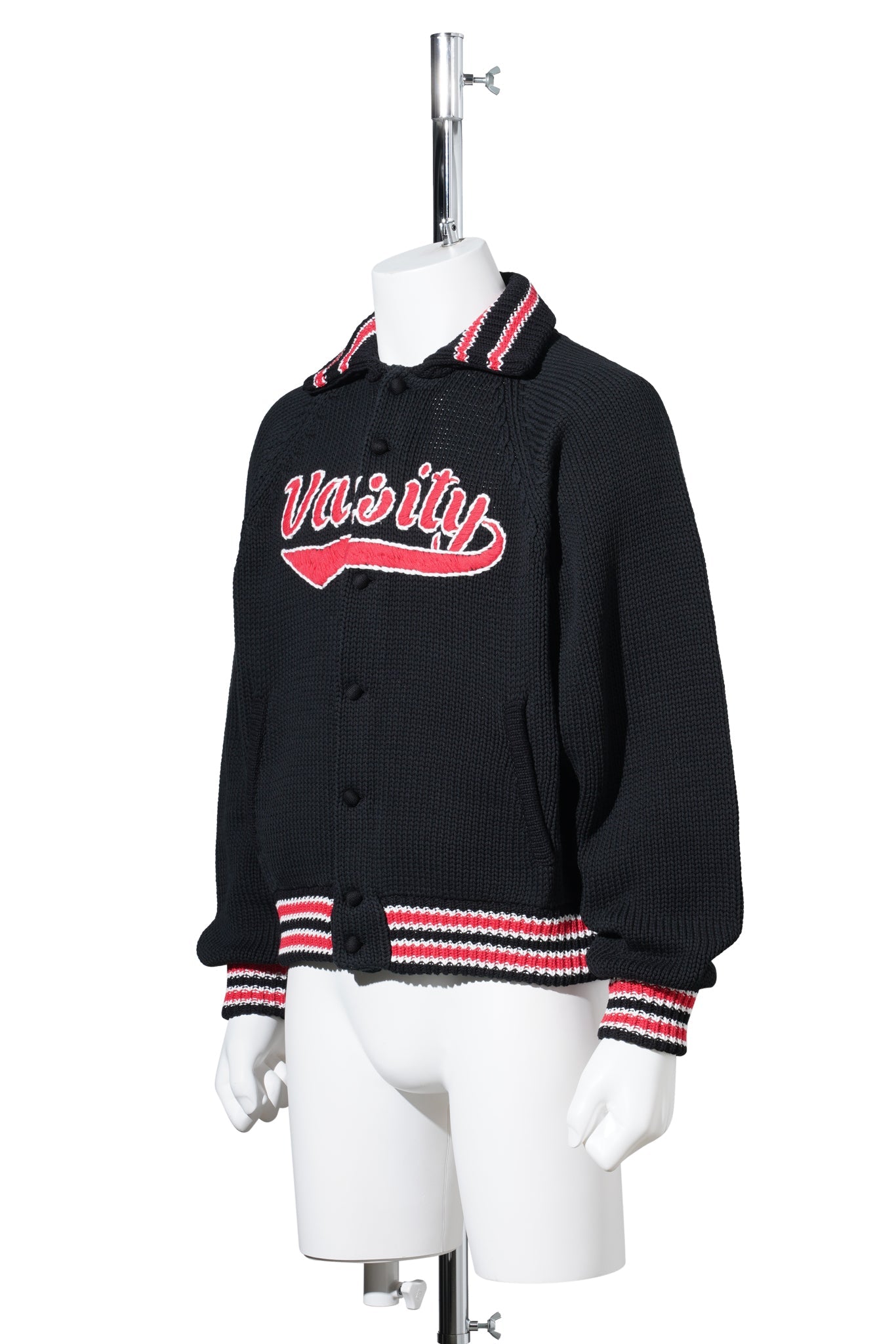 KNITTED VARSITY JACKET / BLACK