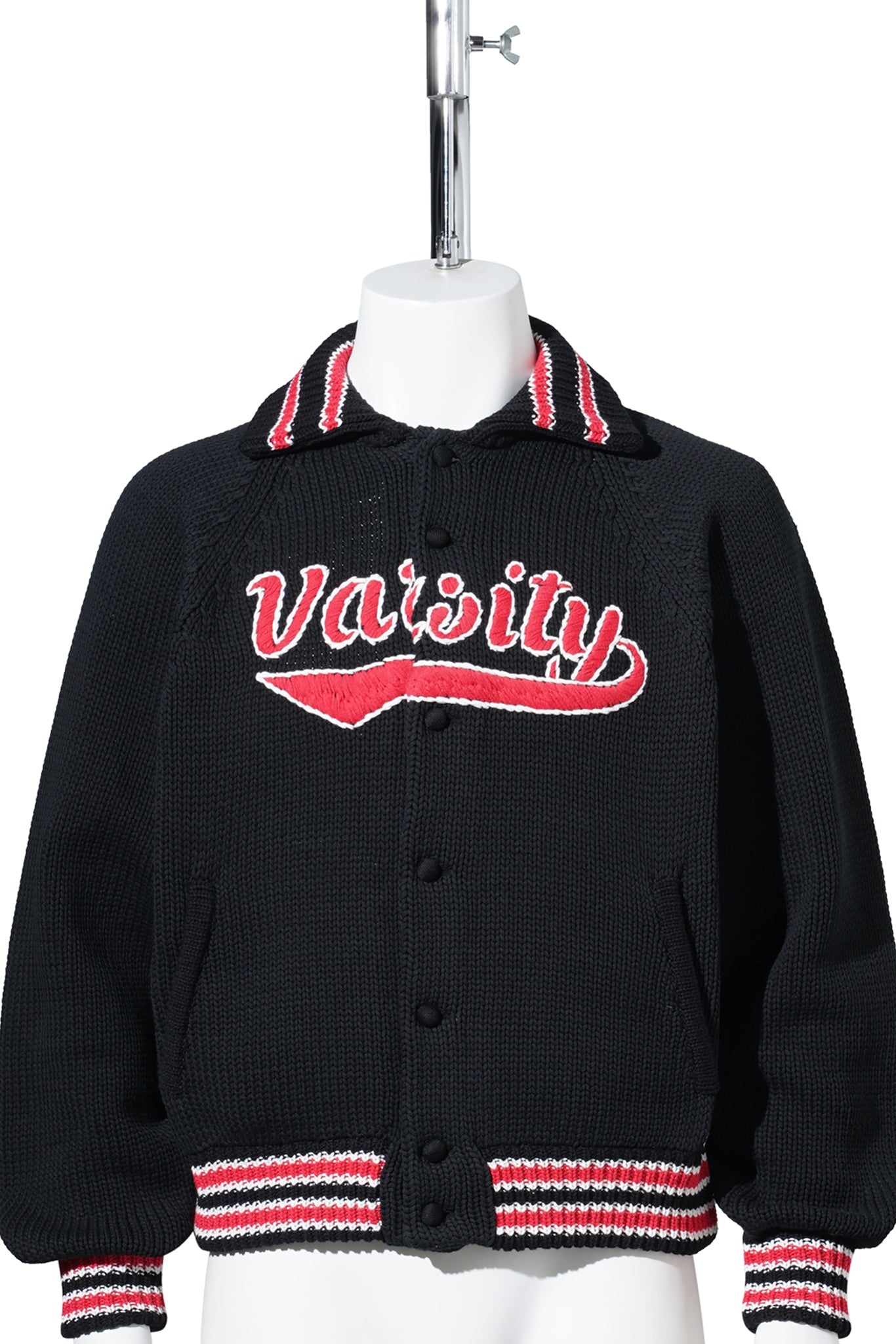 KNITTED VARSITY JACKET / BLACK