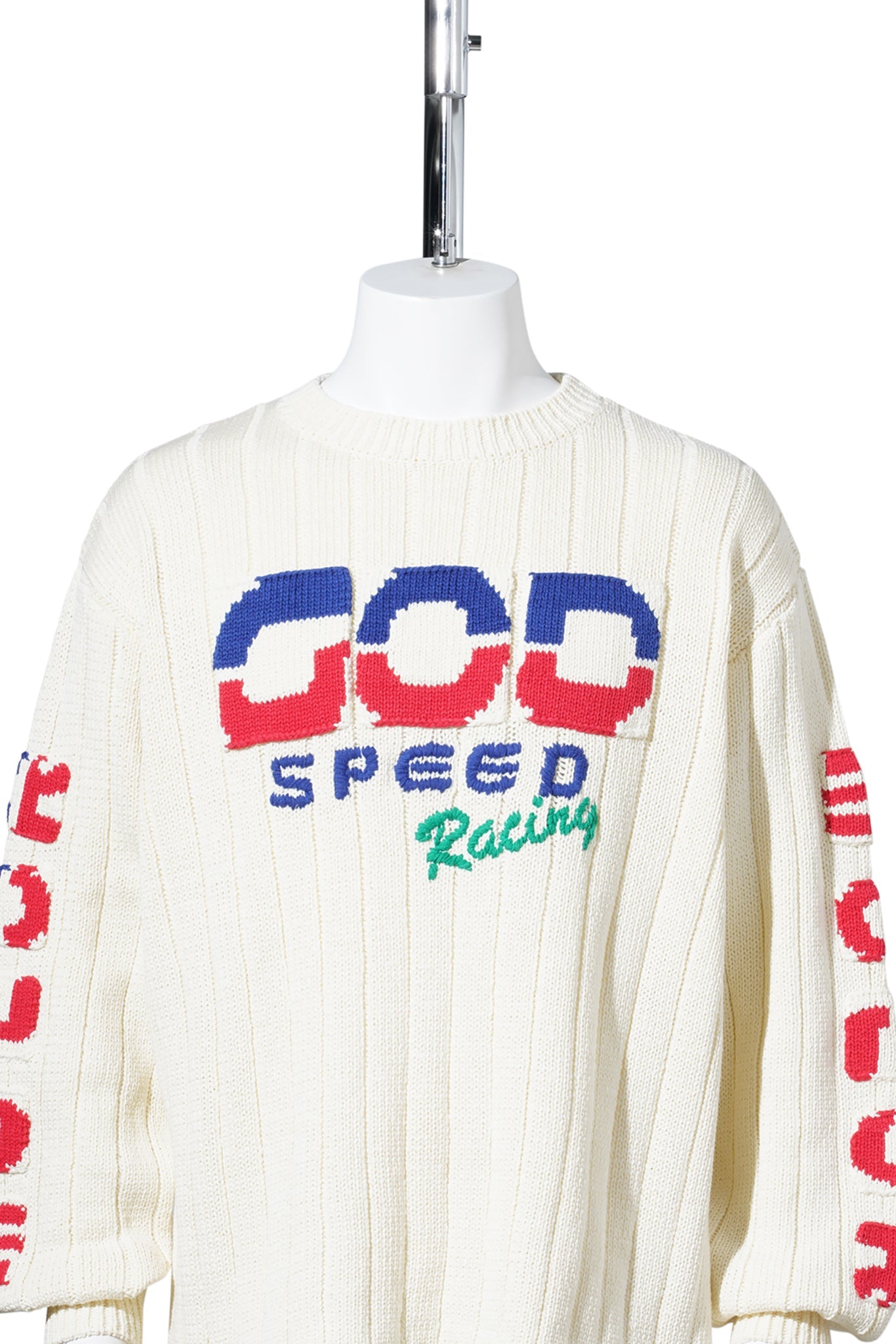 KNITTED RACING SWEATER / OFF WHITE