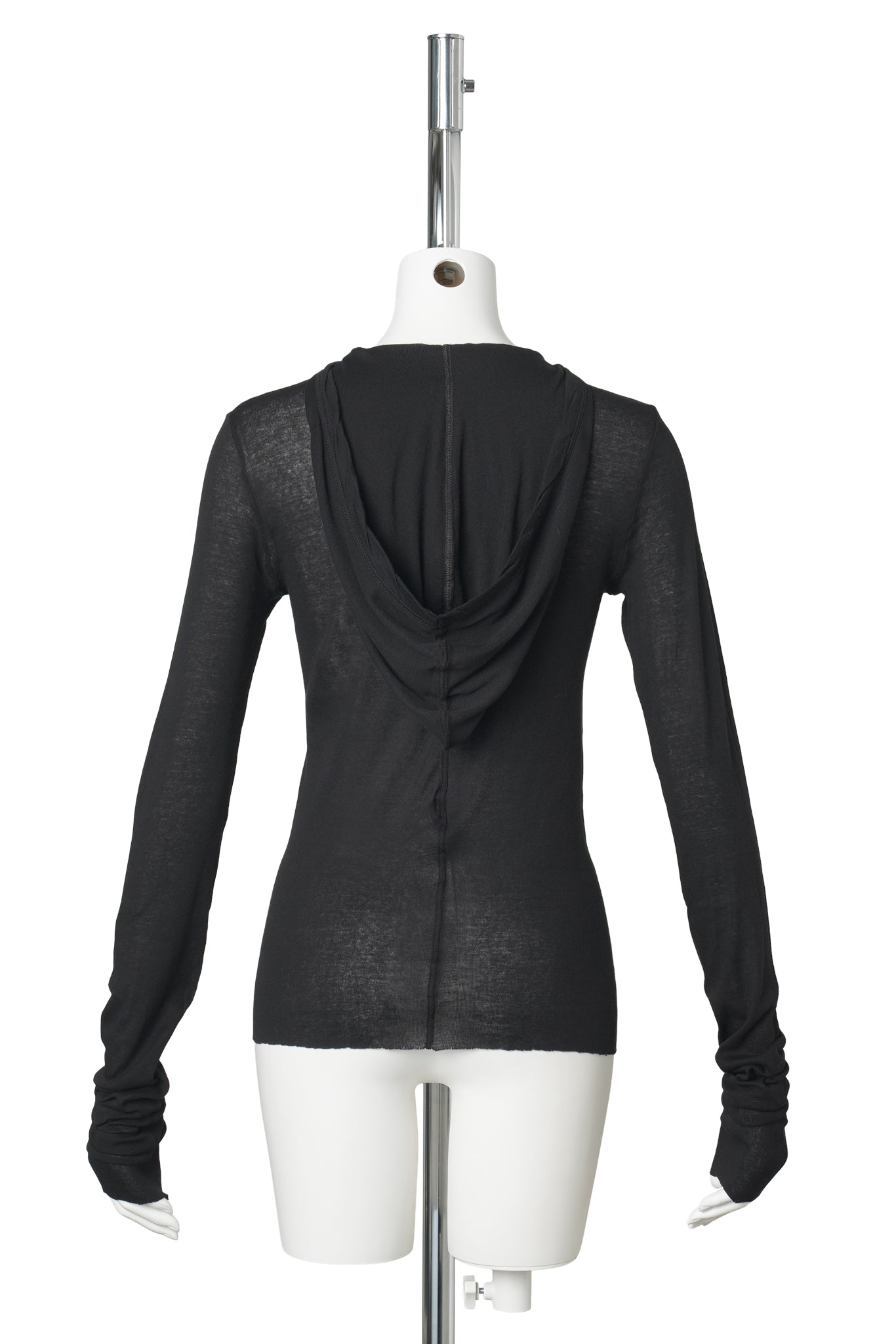 W CROPPED HOODED RIB LS T / 009:BLACK