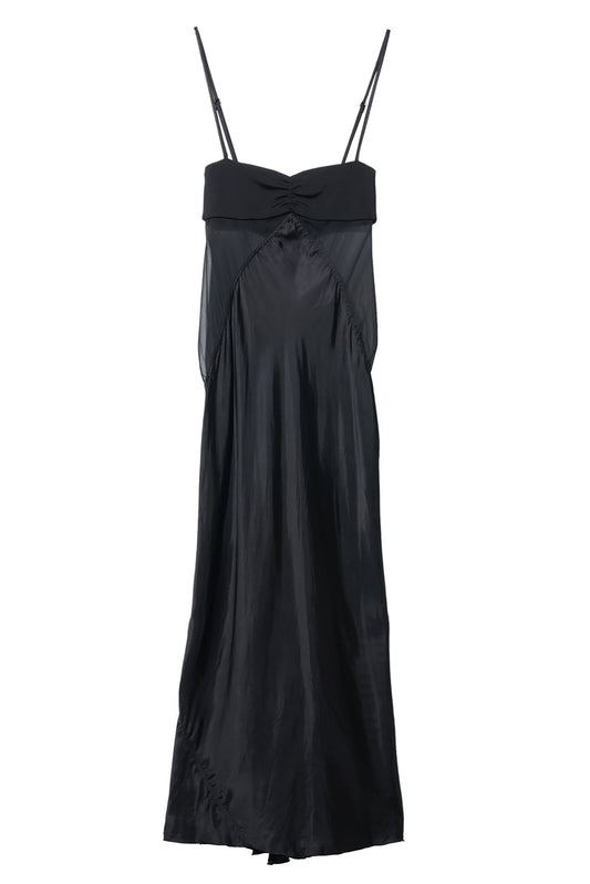 W COMBO SLIP DRESS / 009:BLACK