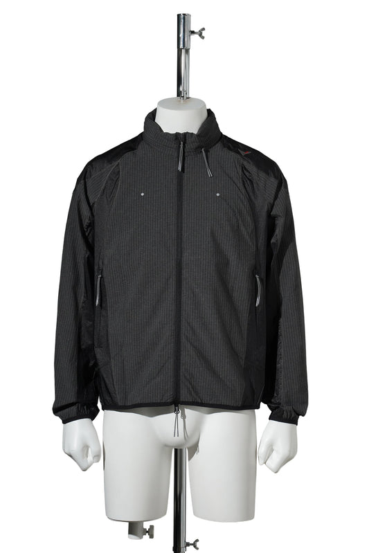 NUMB PINSTRIPED HOODED WIND JACKET / BLACK