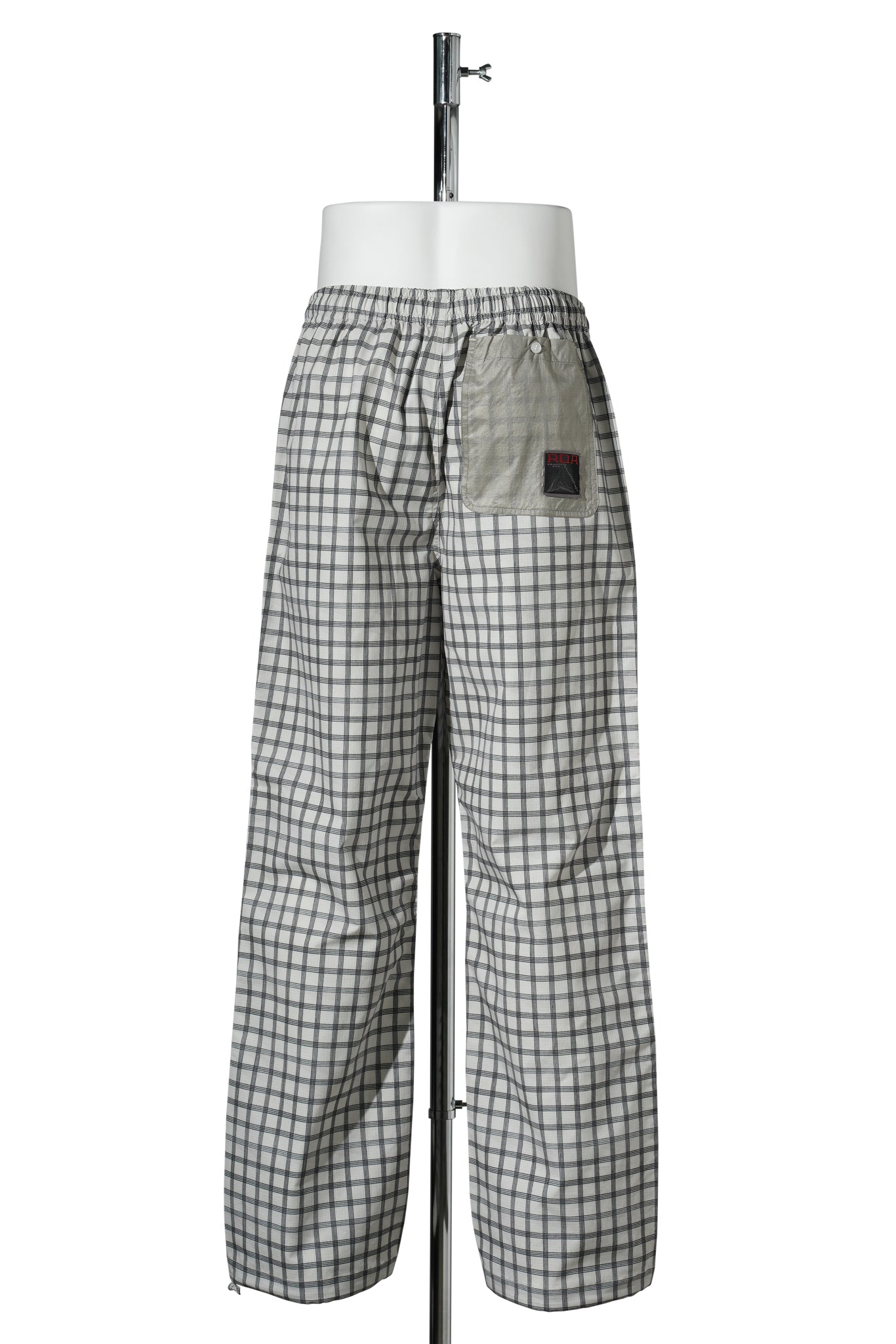 AAIR FLOWEAVE PRINTED CHECK ELASTICATED WAISTBAND / WHITE