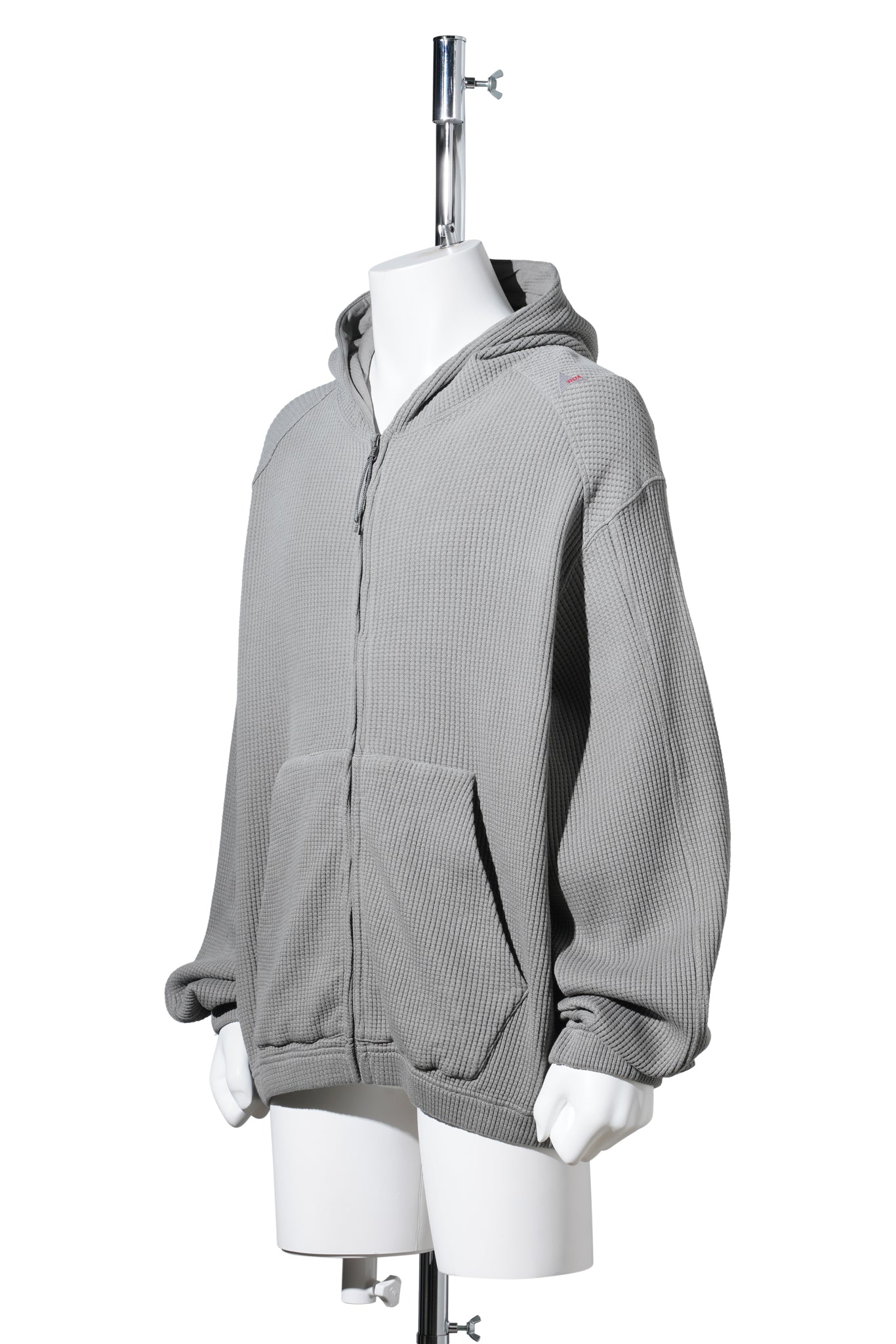 BEE SUN FADED ORGANIC WAFFLE ZIP UP HOODIE / GREY