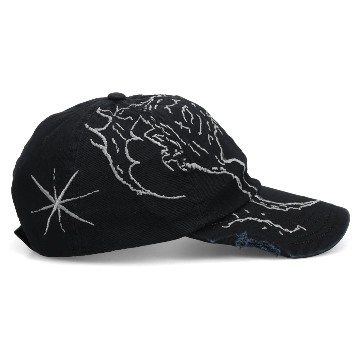 RYLI EMBRIODERED 6 PANEL CAP / WASHED BLACK