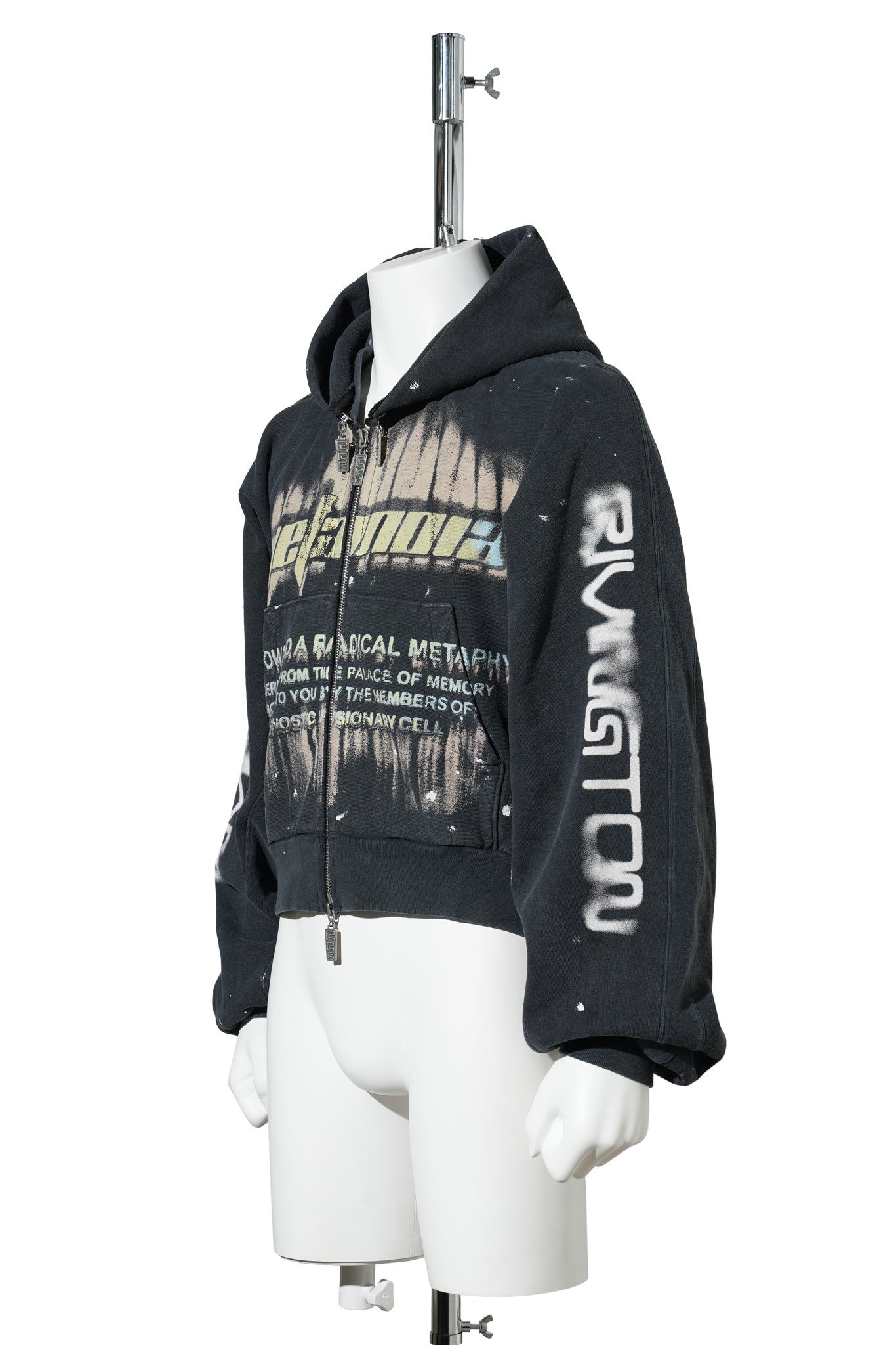 RADICAL PAPER ROSE ZIP HOODIE / MECHANIC BLACK