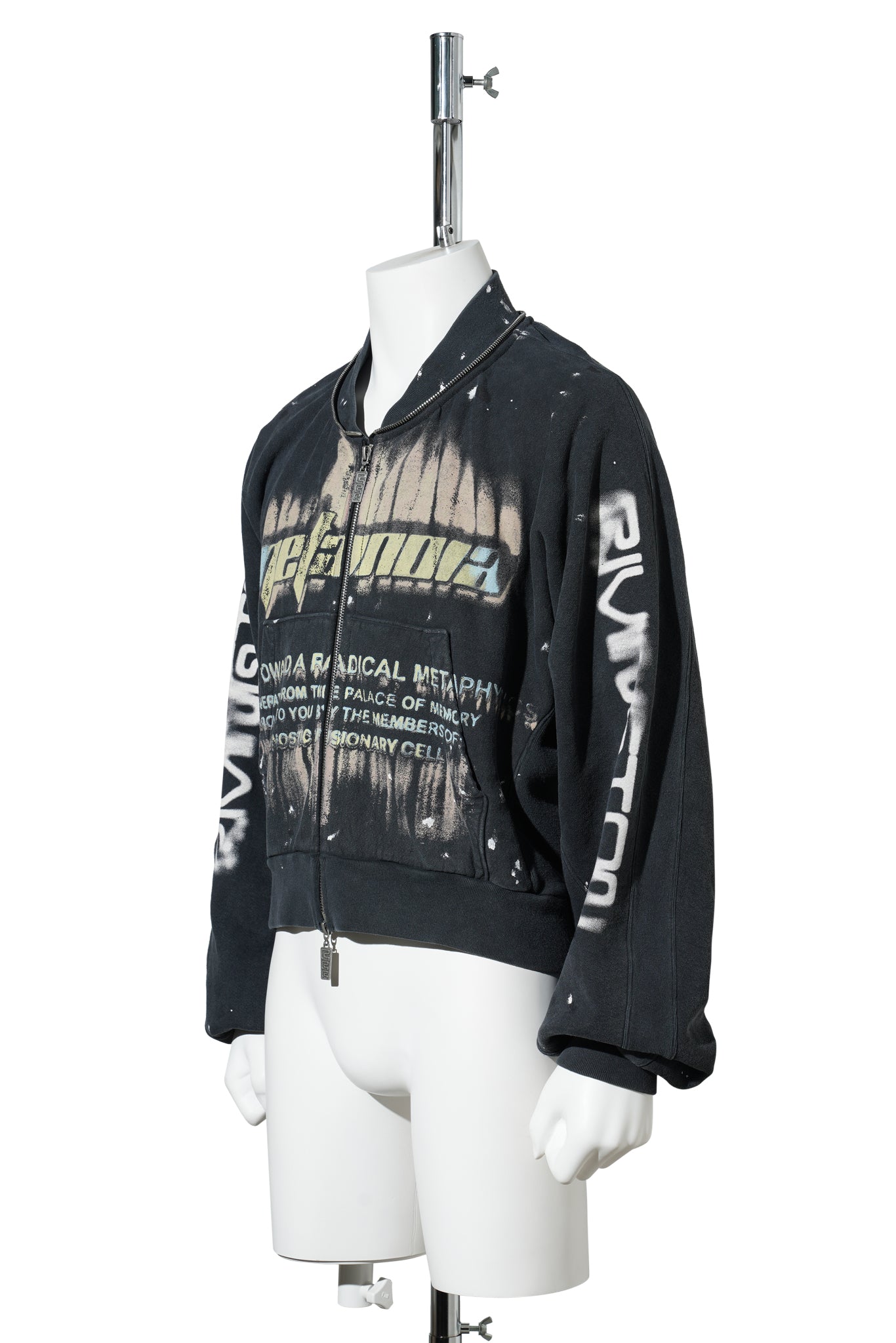 RADICAL PAPER ROSE ZIP HOODIE / MECHANIC BLACK