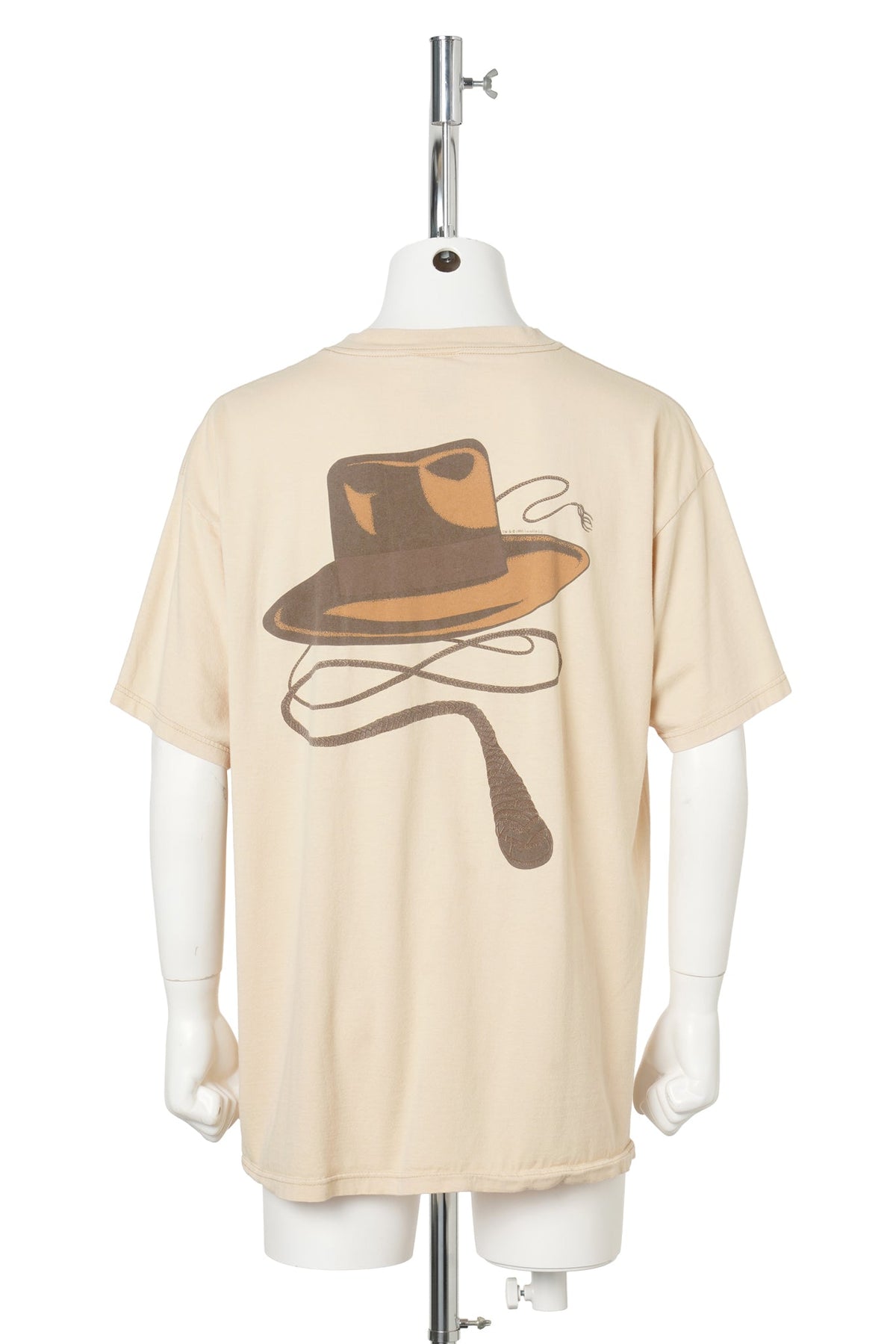 90s Indiana Jones Fedora Hat & Whip T-Shirt / BEIGE