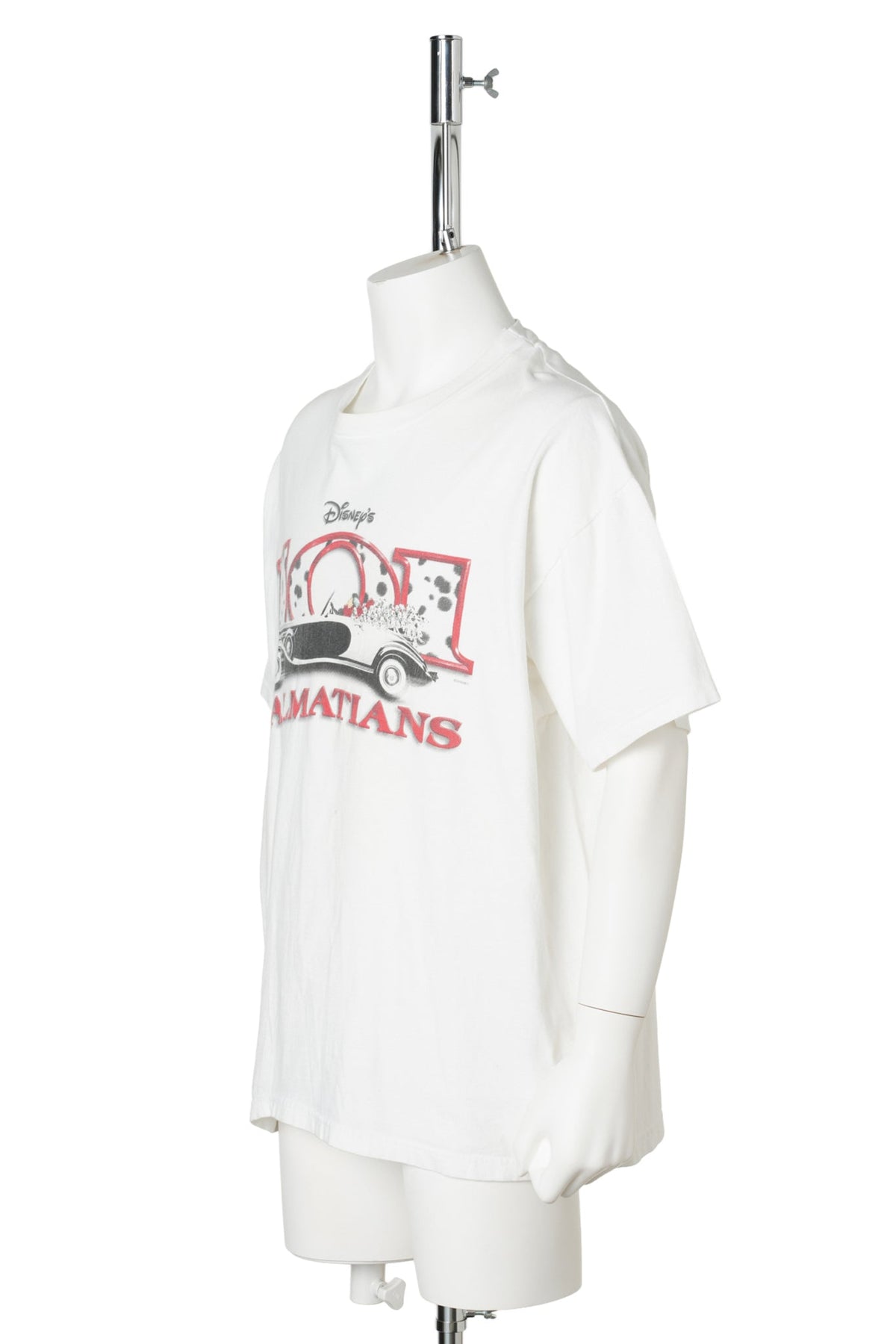90s 101 Dalmatians / Classic Car Double-Sided Print T-Shirt / WHITE