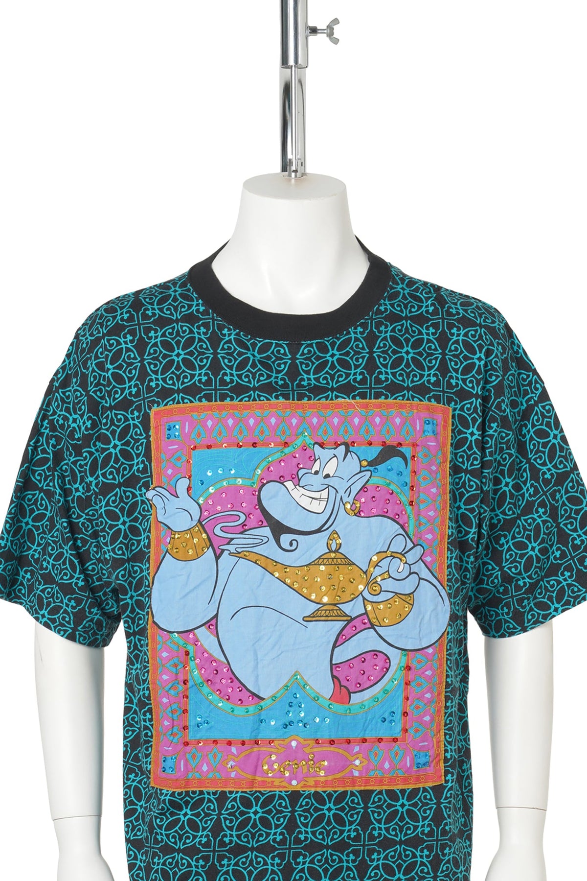 Aladdin “Genie” Allover Print Sequin Tee by Donnkenny / GREEN