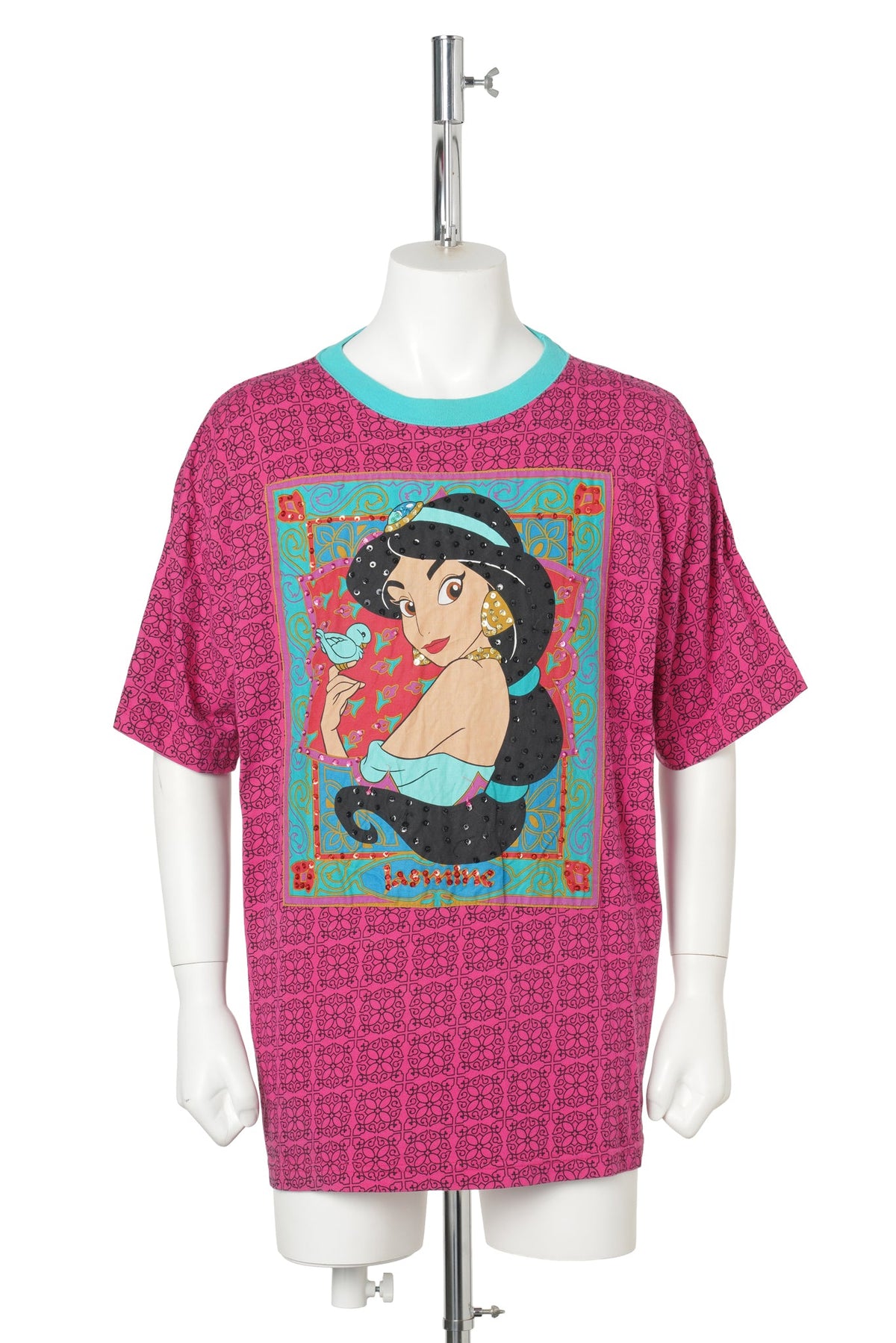 Aladdin “Jasmine” Allover Print Sequin Tee by Donnkenny / RED