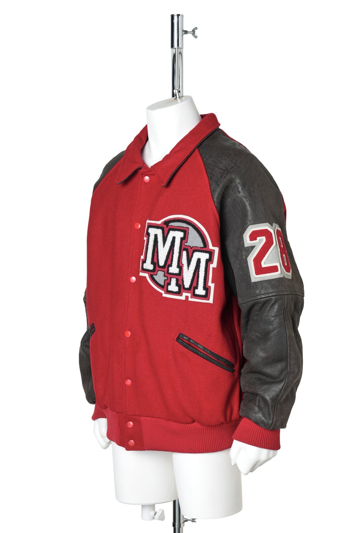 “MM” MICKEY MOUSE VARSITY JACKET / RED