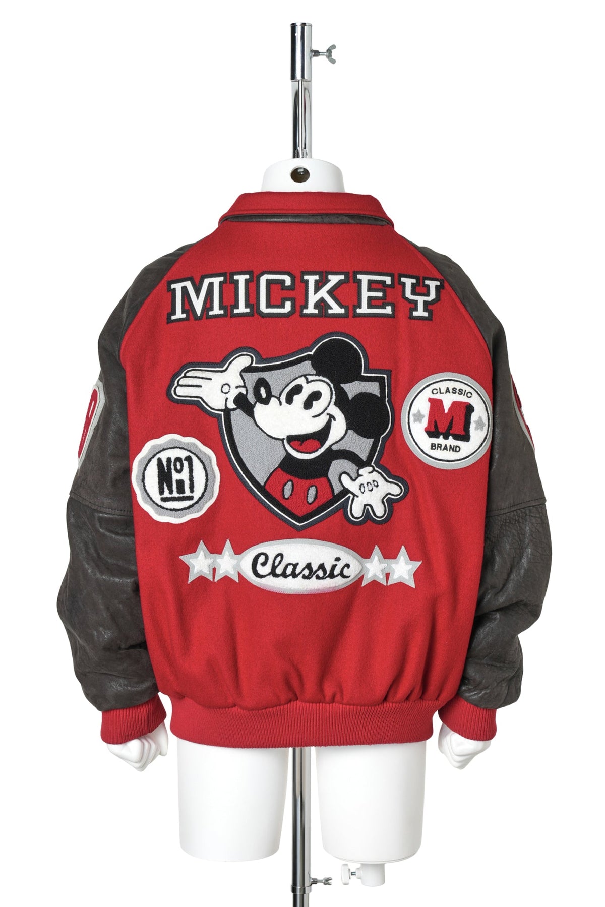 “MM” MICKEY MOUSE VARSITY JACKET / RED