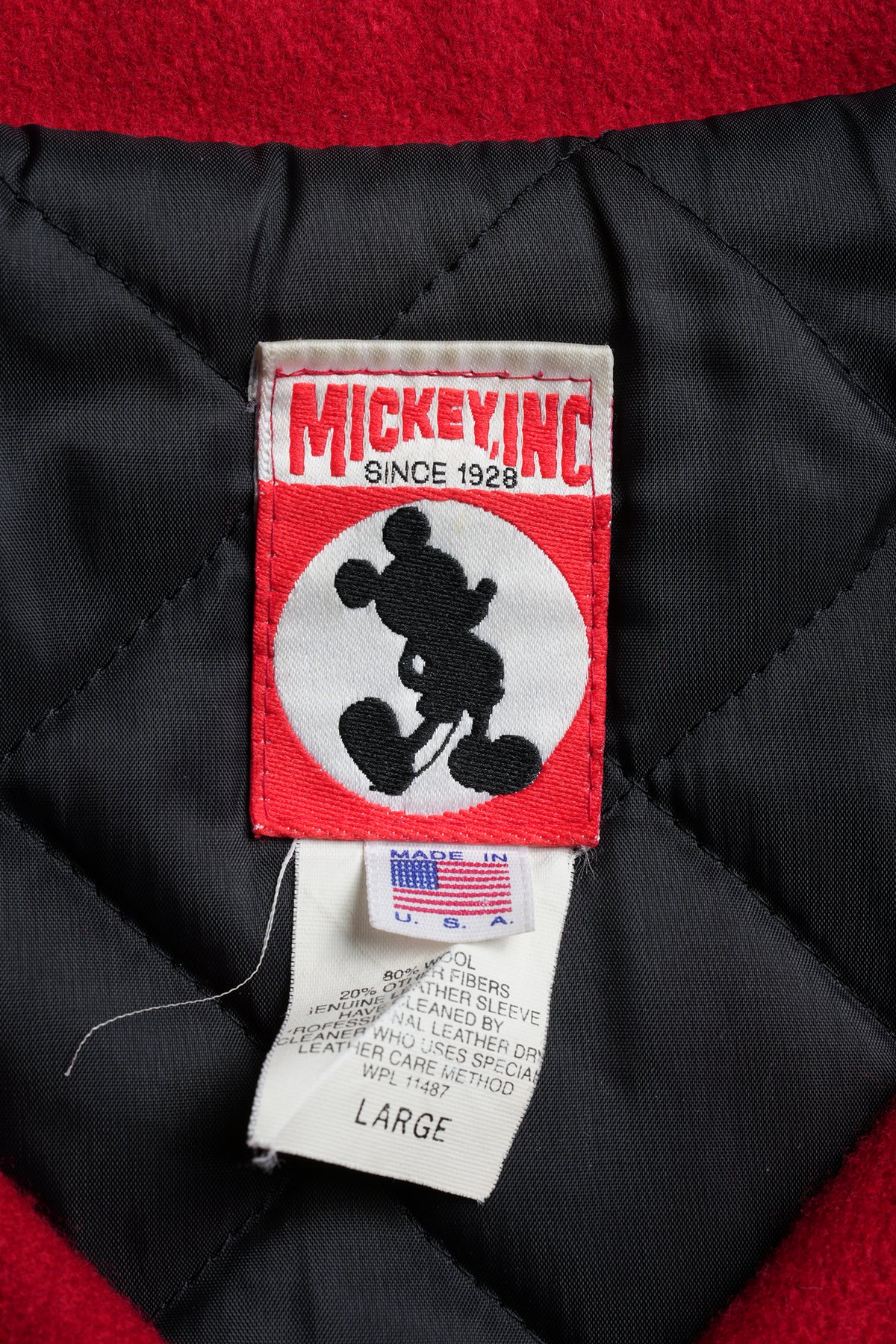 “MM” MICKEY MOUSE VARSITY JACKET / RED