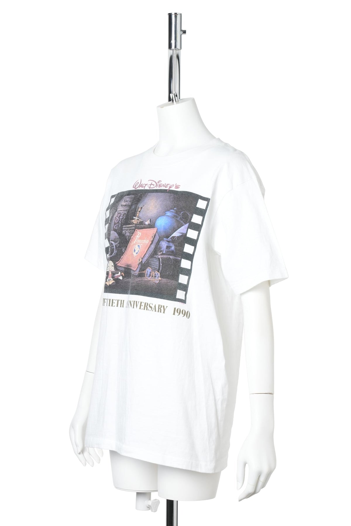 90s Pinocchio 50th Anniversary / Disney Movie Reel T-Shirt / WHITE