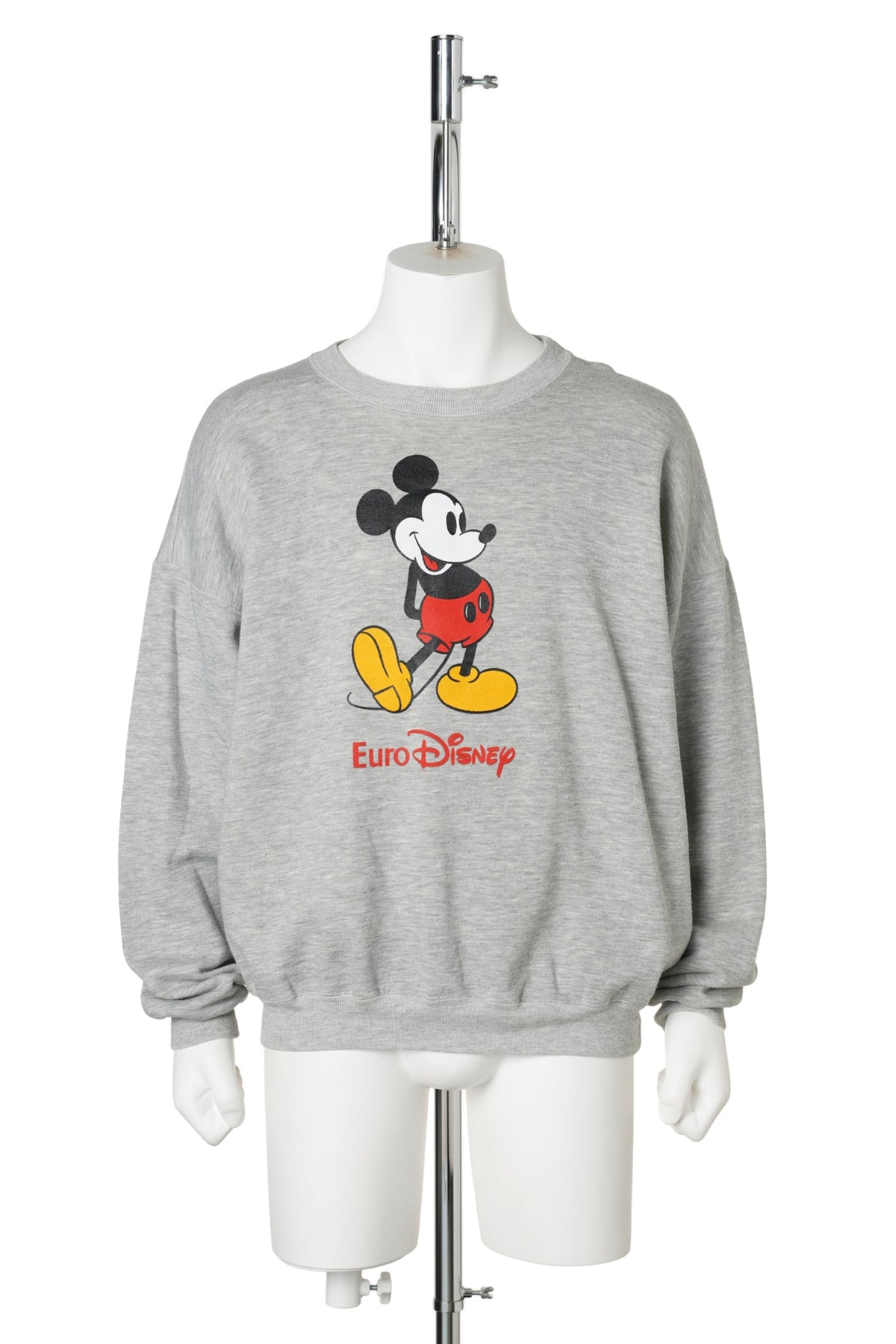 90s Euro Disney / Standing Mickey Gray Sweatshirt / GREY