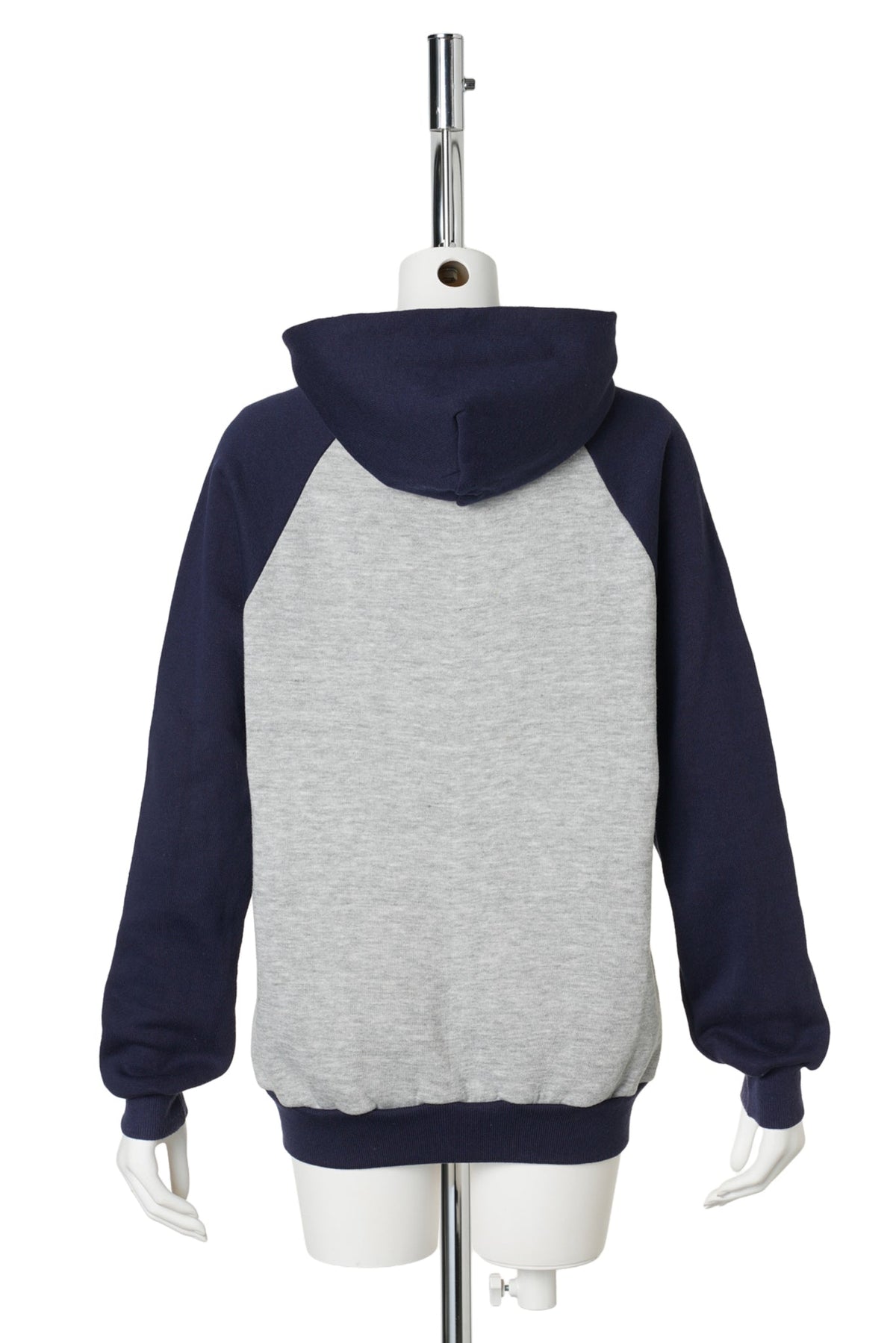 80s Mickey Mouse / Standing Mickey Raglan Hoodie / Navy Hood / GREY