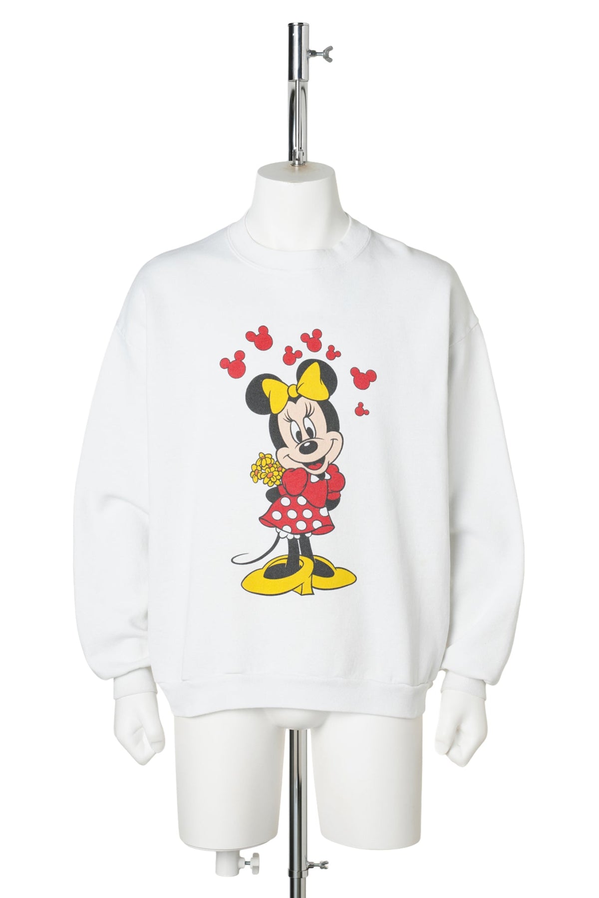 Minnie Mouse / Mickey Shape & Flower Bouquet White Sweatshirt / WHITE