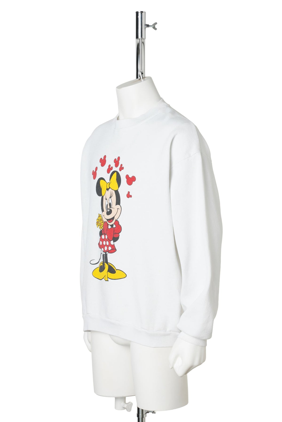 Minnie Mouse / Mickey Shape & Flower Bouquet White Sweatshirt / WHITE