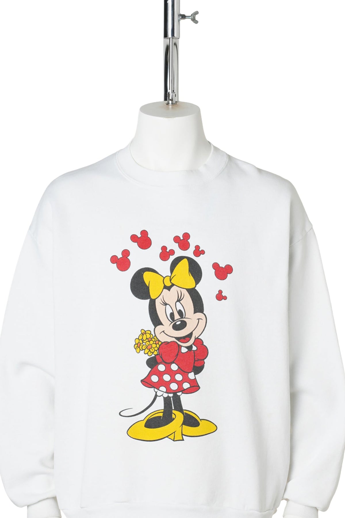 Minnie Mouse / Mickey Shape & Flower Bouquet White Sweatshirt / WHITE