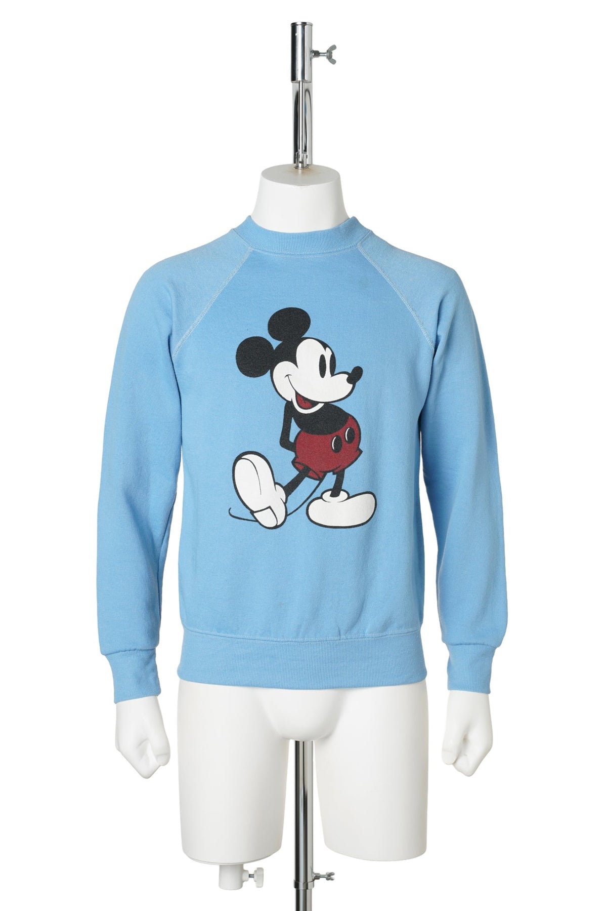 Mickey Mouse / Standing Mickey Blue Raglan Sweatshirt / White Shoes / S / BLUE