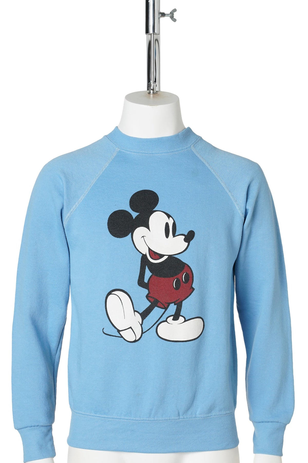 Mickey Mouse / Standing Mickey Blue Raglan Sweatshirt / White Shoes / S / BLUE