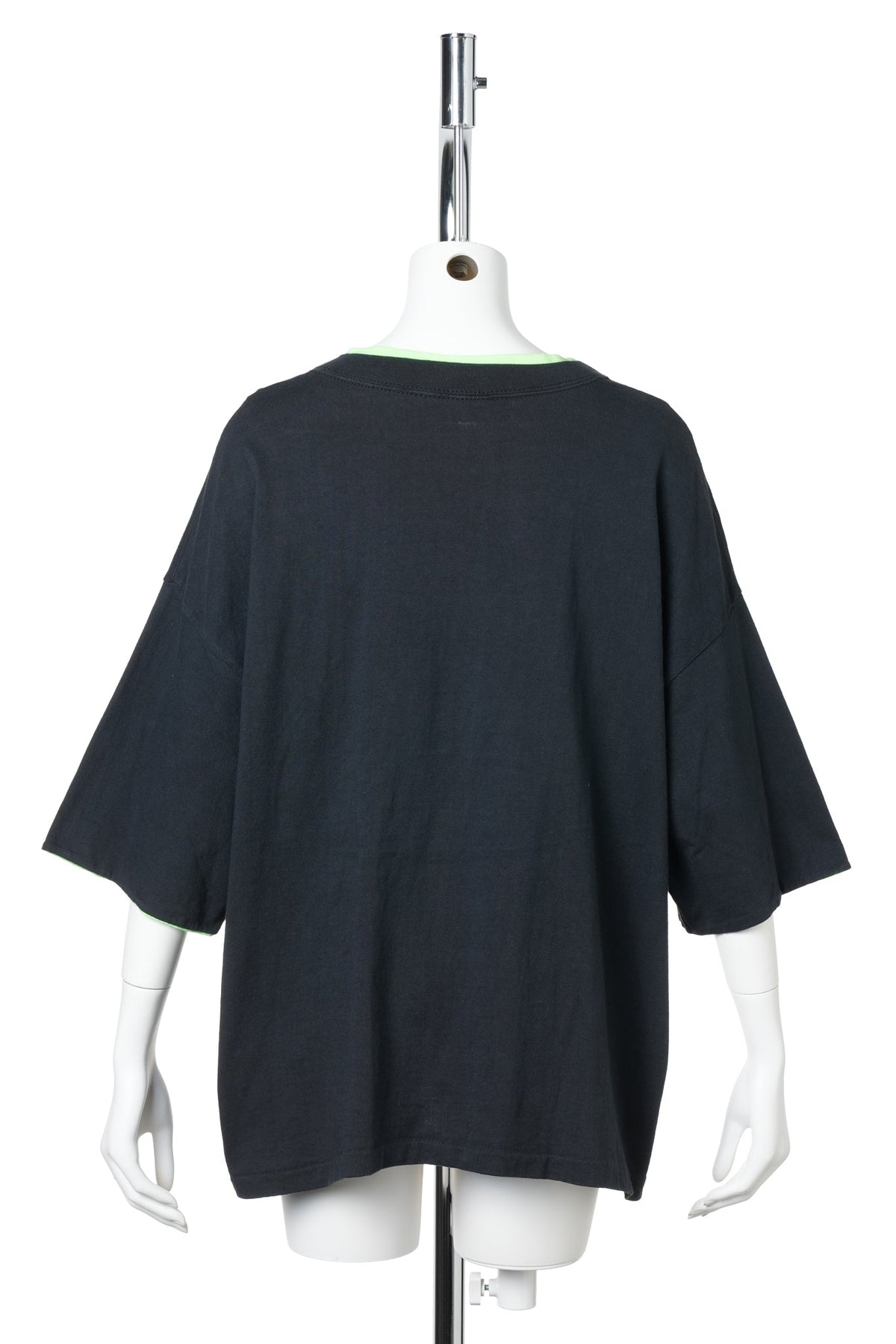 90s Mickey Mouse / Neon Green Silhouette Layered T-Shirt / BLACK