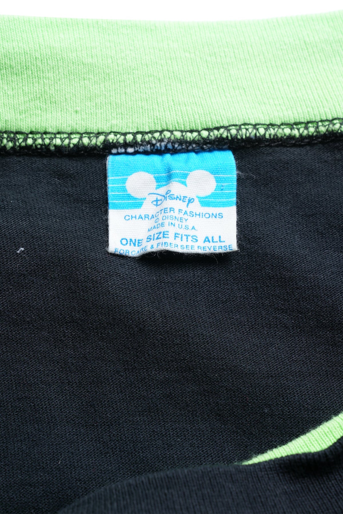 90s Mickey Mouse / Neon Green Silhouette Layered T-Shirt / BLACK
